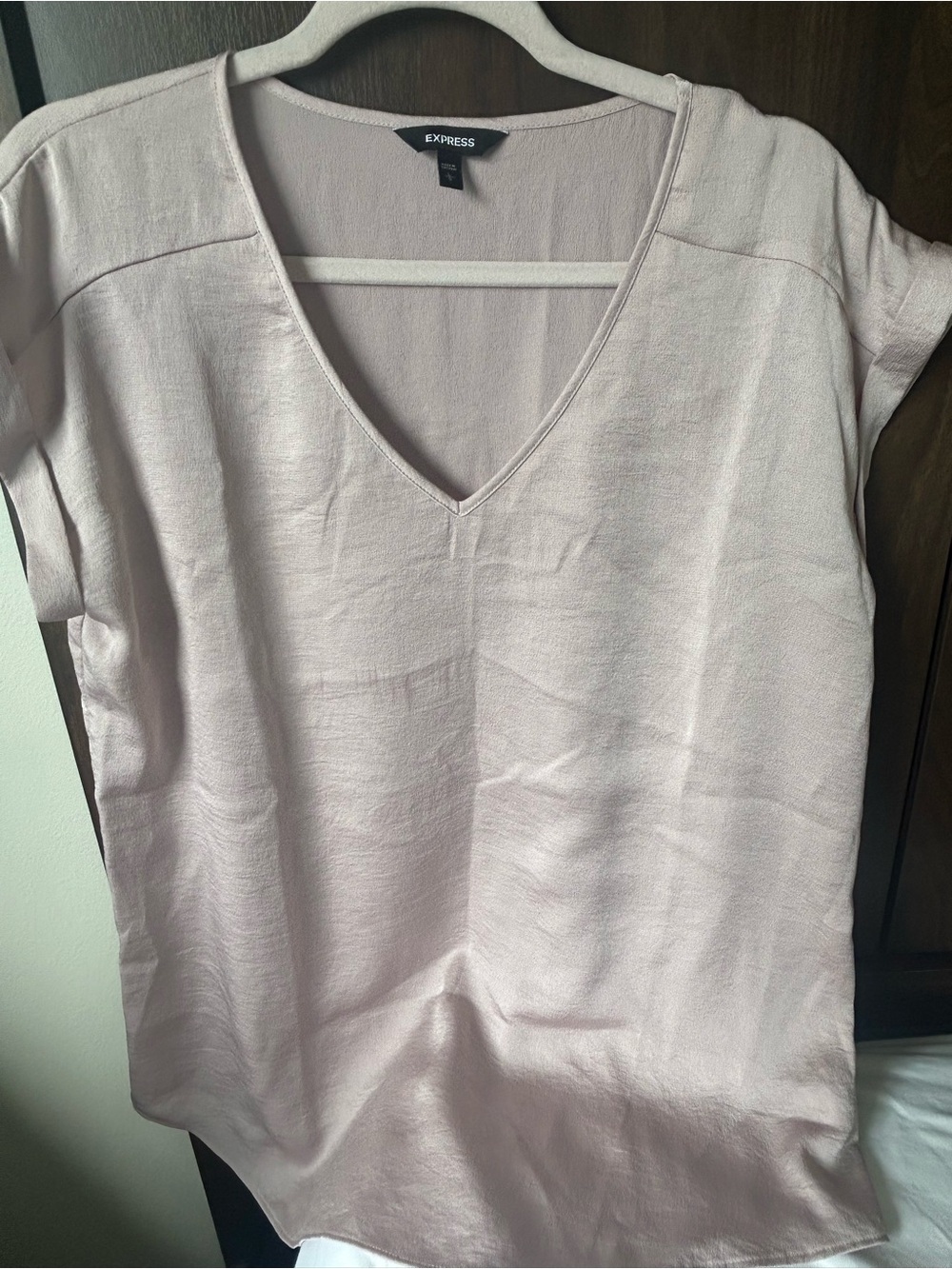 Express Light Blush/Beige V-Neck Tunic Top